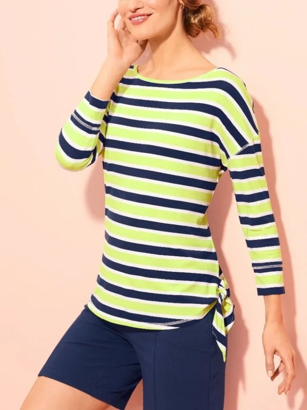 T by Talbots Zingy Stripe blouse SP top shirt sun protection pullover soft